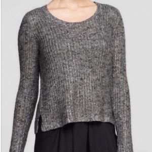 Eileen Fisher Karma Shimmer Top Black Silver Metallic Petite Medium Linen